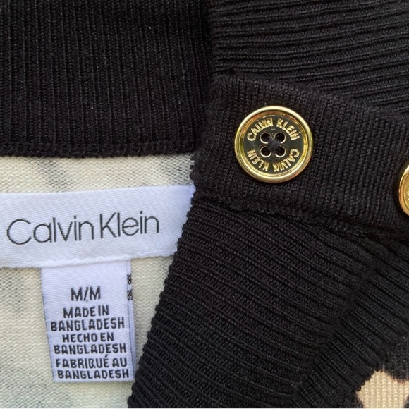 Calvin Klein Sweater Mock Neck Animal Print Button Neck Pullover - Picture 11 of 12